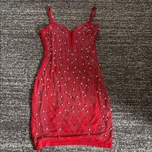 Elegant Red Beaded Dress